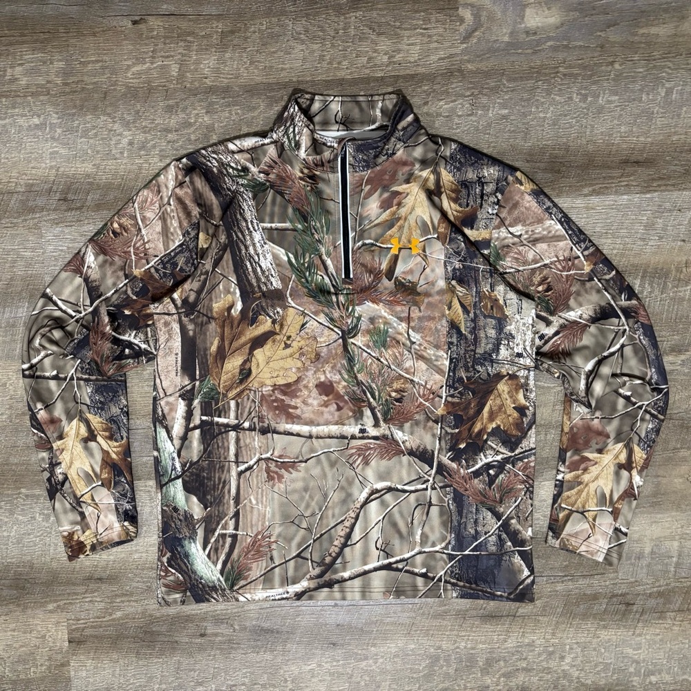 Under Armour RealTree Camo 1/4 Zip Pullover Men's S Mock Neck